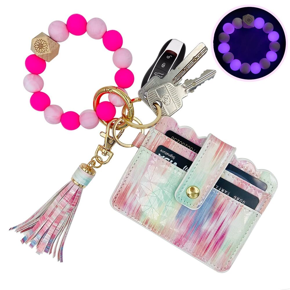 4221 Keychain Wallet Wristlet Small Credit Card Holder Bracelet Key Chain